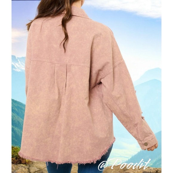 Fantastic fawn washed mauve oversized shacket M L - Picture 3 of 9